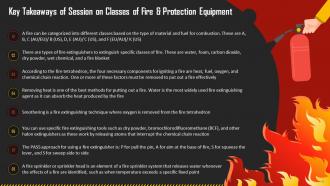 Key Takeaways Of Fire Safety Training Sessions Training Ppt Compatible Editable