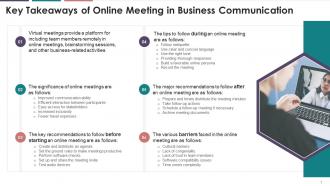 Key Takeaways Of Online Meeting In Business Communication Training Ppt
