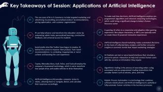 Key Takeaways Of Session On Applications Of Artificial Intelligence Training Ppt
