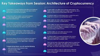 Key Takeaways Of Session On Architecture Of Cryptocurrency Training Ppt