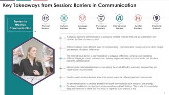 Key Takeaways On Barriers In Communication Training Ppt