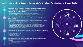 Key Takeaways On Blockchain Technology Applications In Energy Sector Training Ppt