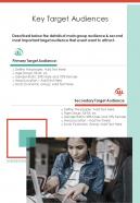 Key Target Audiences Marketing Campaign One Pager Sample Example Document