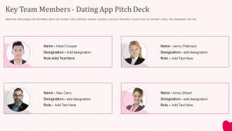 Key team members dating app pitch deck ppt icon example introduction