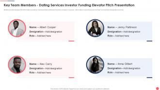 Key Team Members Dating Services Investor Funding Elevator Pitch Presentation