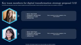 Key Team Members For Digital Transformation Strategy Proposal Ppt Background