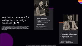 Key Team Members For Instagram Campaign Proposal