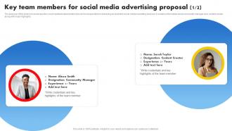 Key Team Members For Social Media Advertising Proposal