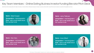 Key Team Members Online Dating Business Investor Funding Elevator Pitch Deck