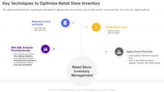 Key Techniques To Optimize Retail Store Inventory Retail Store Operations Performance Assessment