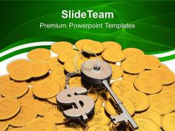Key to success on dollar coins business success powerpoint templates ppt themes and graphics 0113
