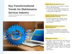Key Transformational Trends For Maintenance Services Industry