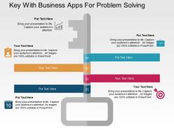 Key with business apps for problem solving flat powerpoint design