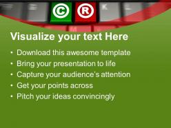 Keyboard with keys for copyright c r powerpoint templates ppt themes and graphics 0213