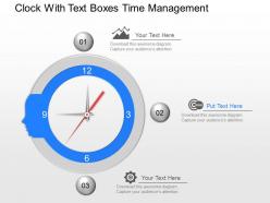 Kf clock with text boxes time management powerpoint template