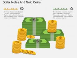Kf dollar notes and gold coins flat powerpoint design
