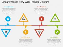 Kg linear process flow with triangle diagram flat powerpoint design