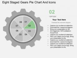 Kh eight staged gears pie chart and icons flat powerpoint design