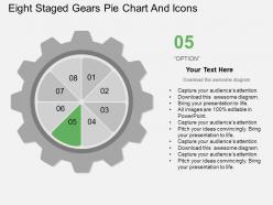 Kh eight staged gears pie chart and icons flat powerpoint design