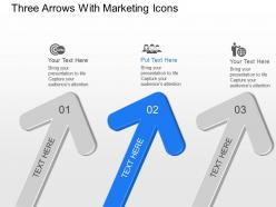 Kh three arrows with marketing icons powerpoint template