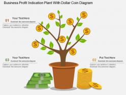 Ki business profit indication plant with dollar coin diagram flat powerpoint design