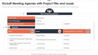Kickoff Meeting Agenda With Project Title And Leads