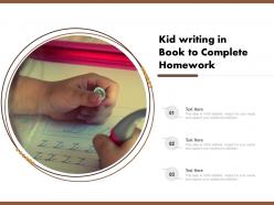 Kid Writing In Book To Complete Homework