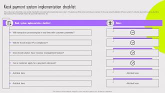 Kiosk Payment System Implementation Checklist Kiosk Payment System