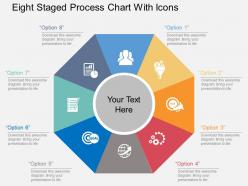 Kj eight staged process chart with icons flat powerpoint design