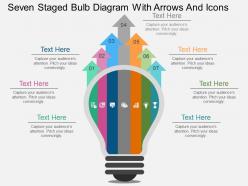 Kj seven staged bulb diagram with arrows and icons flat powerpoint design