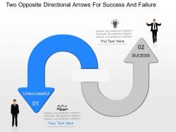 Kj two opposite directional arrows for success and failure powerpoint template