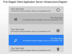Kk five staged client application server infrastructure diagram powerpoint template