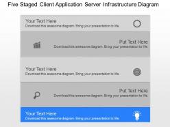 Kk five staged client application server infrastructure diagram powerpoint template
