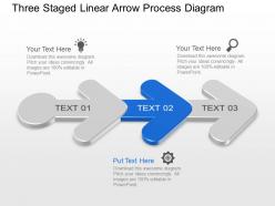 Kk three staged linear arrow process diagram powerpoint template