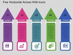 Kl five horizontal arrows with icons flat powerpoint design