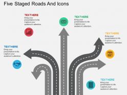 Km five staged roads and icons flat powerpoint design