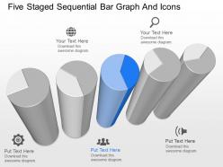 Km five staged sequential bar graph and icons powerpoint template