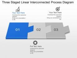 Km three staged linear interconnected process diagram powerpoint template