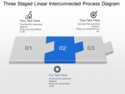 Km three staged linear interconnected process diagram powerpoint template