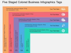 Kn five staged colored business infographics tags flat powerpoint design