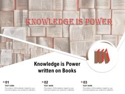 Knowledge is power written on books