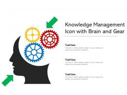 Knowledge management icon with brain and gear