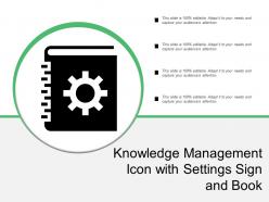 Knowledge management icon with settings sign and book
