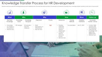 Knowledge transfer process for hr development