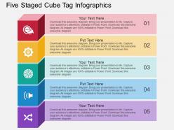 Ko five staged cube tag infographics flat powerpoint design