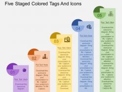 Kp five staged colored tags and icons flat powerpoint design
