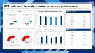 Kpi Dashboard To Analyze Performance Customer Service Strategy To Experience Strategy SS V
