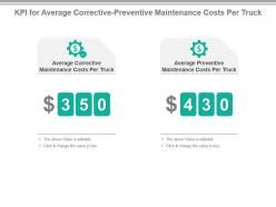 Kpi for average corrective preventive maintenance costs per truck powerpoint slide