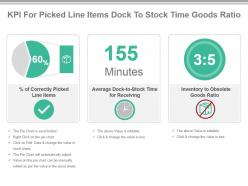 Kpi for picked line items dock to stock time goods ratio powerpoint slide