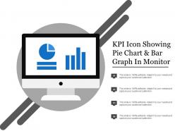 Kpi icon showing pie chart and bar graph in monitor
